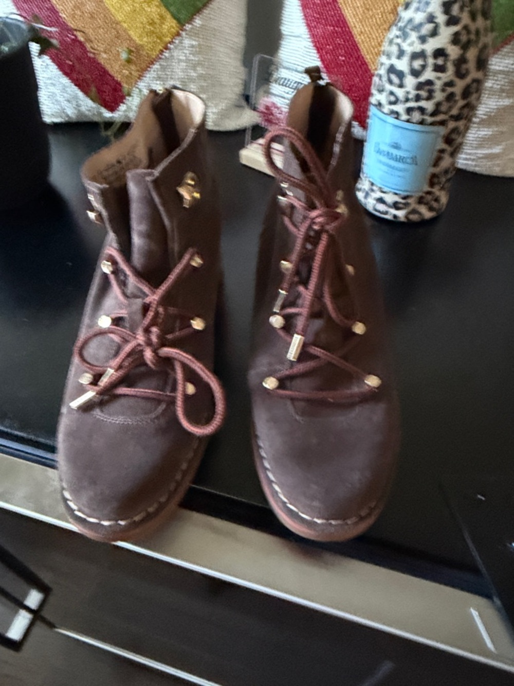 Hush Puppies Brown Suede Lace-Up Ankle Boots